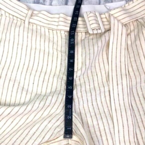 Lane Bryant Linen Pinstripe Trousers High Rise Wide Leg Belted Flare Pants NEW - Picture 7 of 11